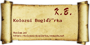 Kolozsi Boglárka névjegykártya
