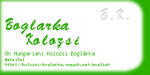 boglarka kolozsi business card