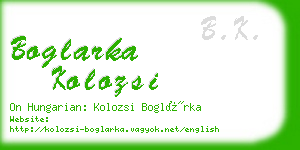 boglarka kolozsi business card
